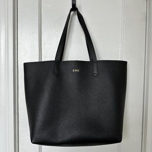 Cuyana Classic Structured Leather Tote Black/Caramel